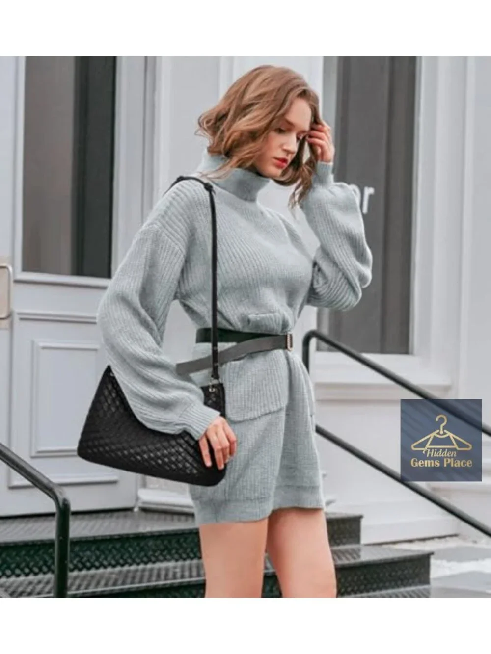 Woven Hobo Shoulder Bag Synthetic Leather Handbag with Zipper Pockets